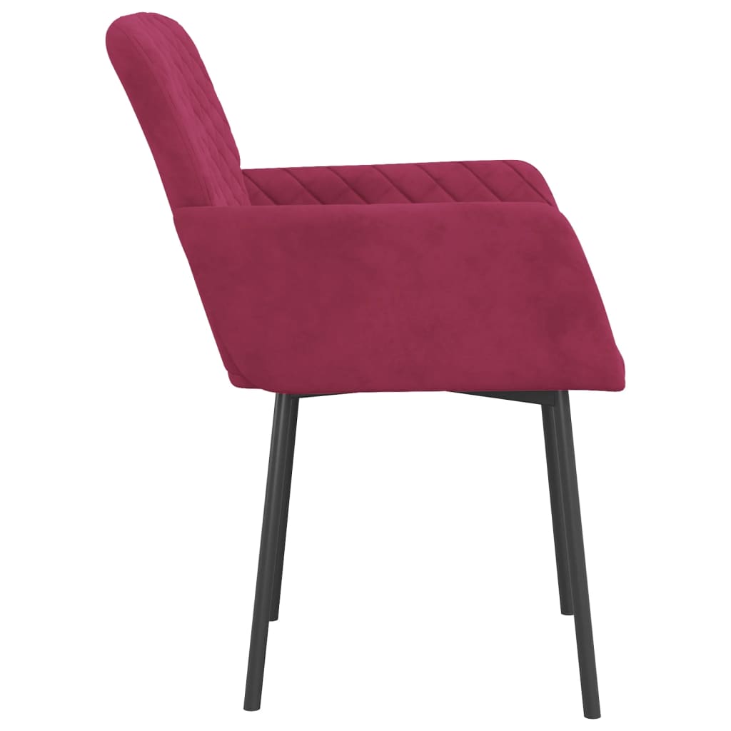 Sillas De Comedor 2 Unidades Terciopelo Rojo Tinto