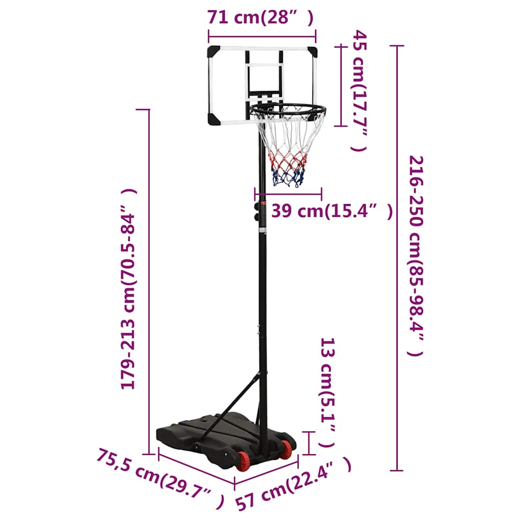 Canasta De Baloncesto Policarbonato Transparente 216-250 Cm