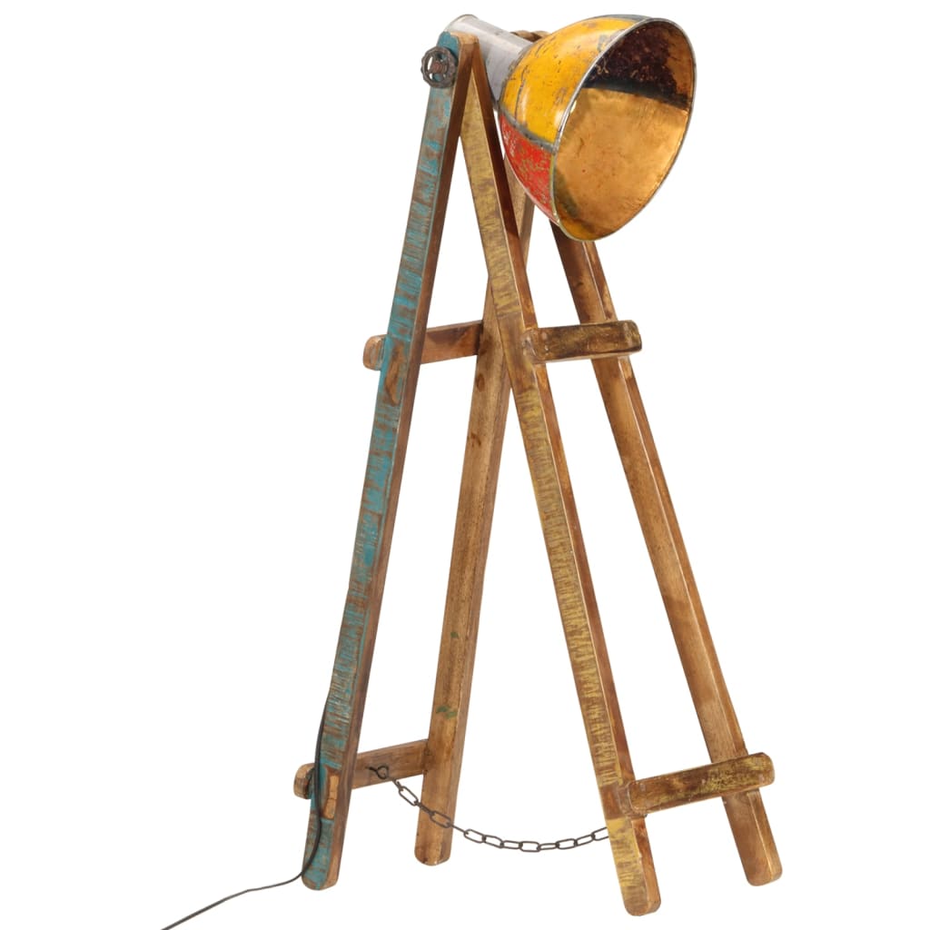 Lámpara De Pie Madera Maciza De Mango E27
