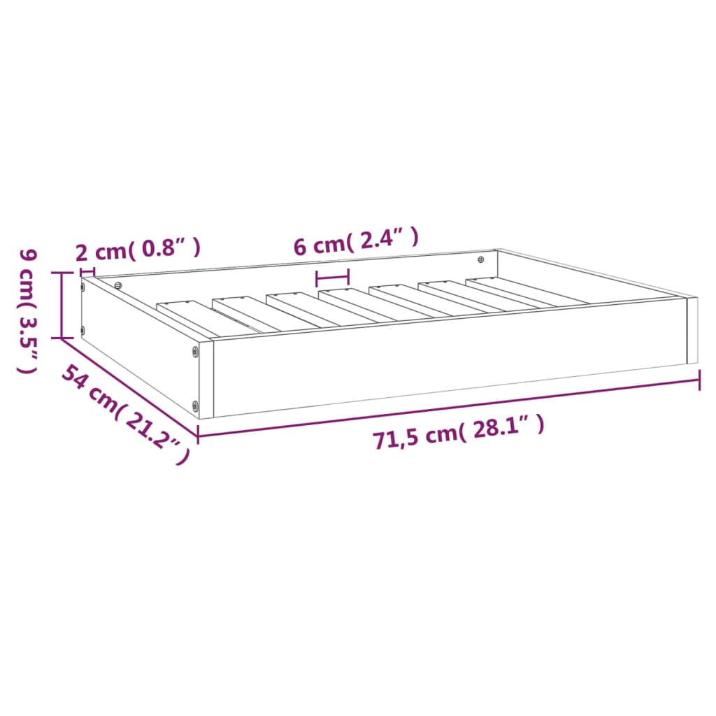 Cama Para Perros Madera Maciza De Pino 71,5X54X9 Cm