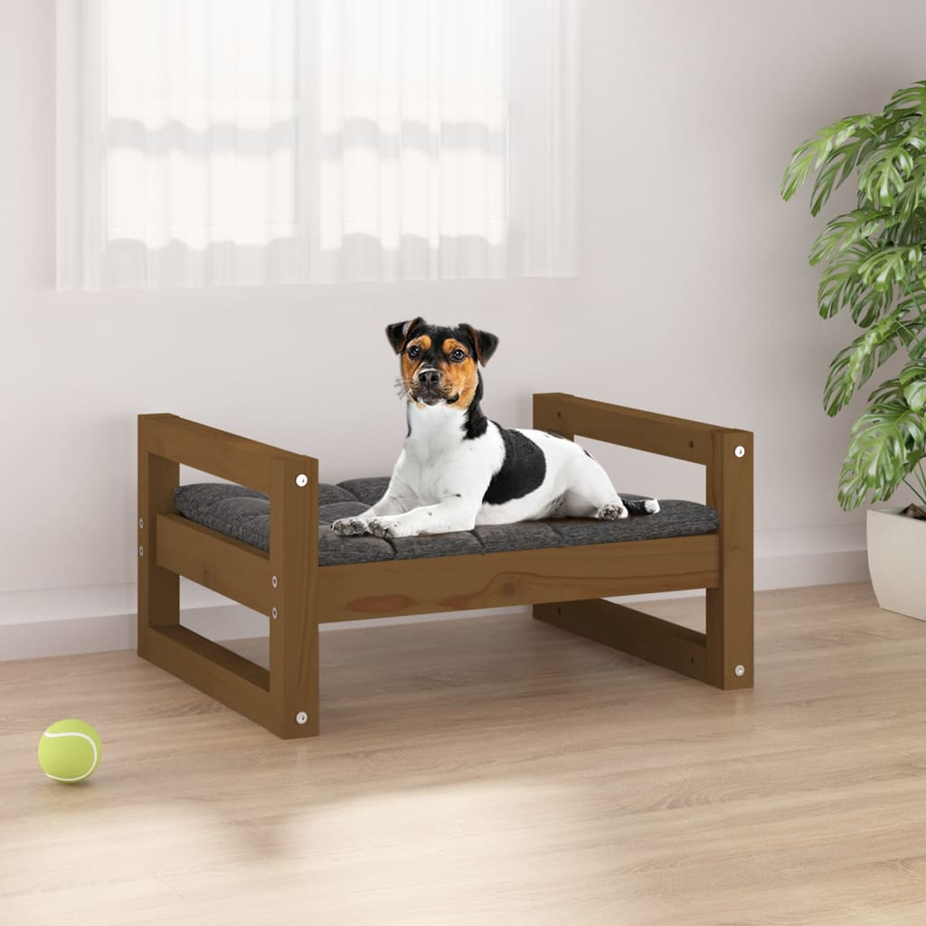 Cama Para Perros Madera Maciza De Pino 55,5X45,5X28 Cm