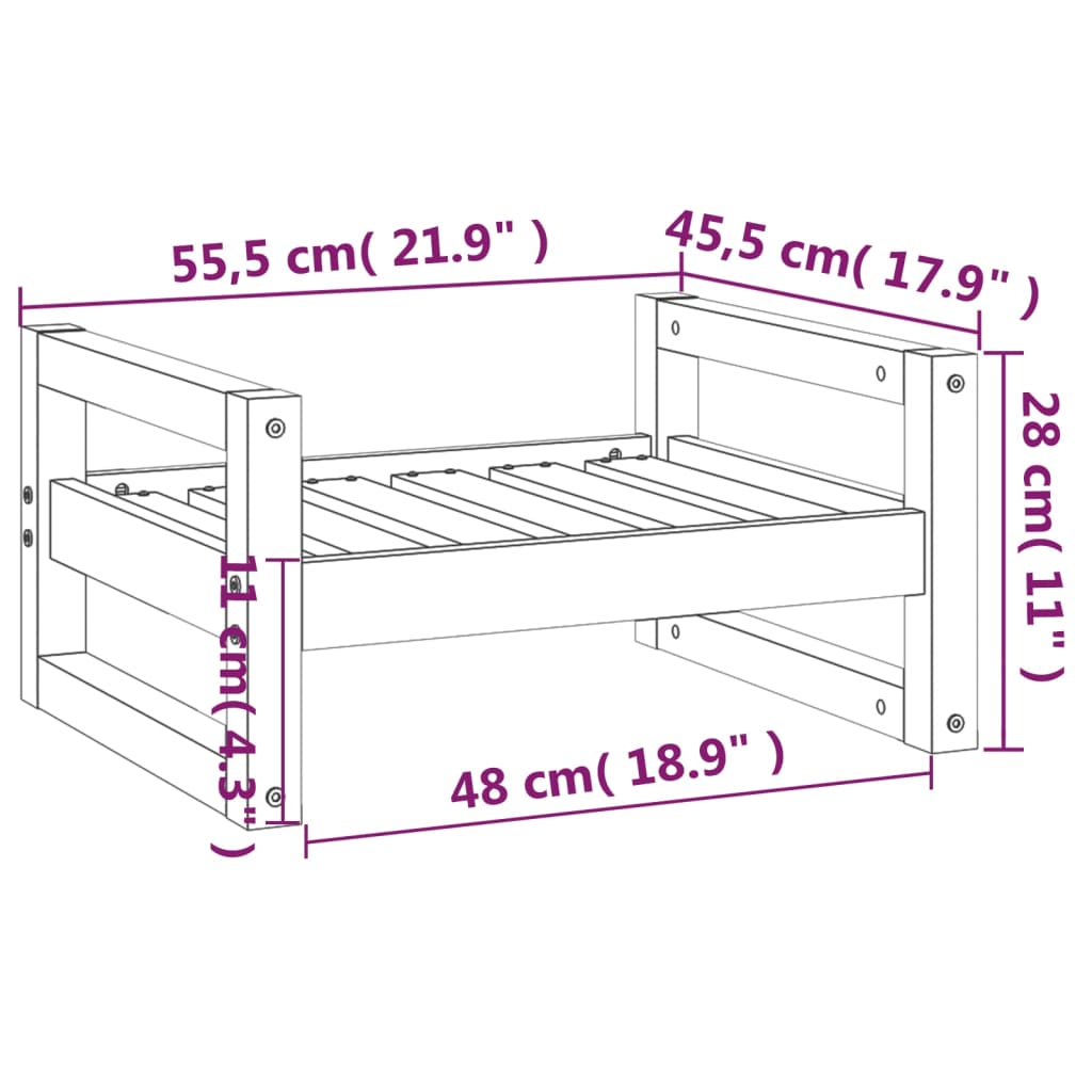 Cama Para Perros Madera Maciza De Pino 55,5X45,5X28 Cm