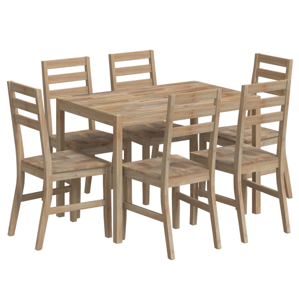Set De Comedor 7 Piezas Madera Maciza De Acacia