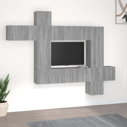Conjunto De Mueble De Tv 9 Pcs Madera De Ingeniería