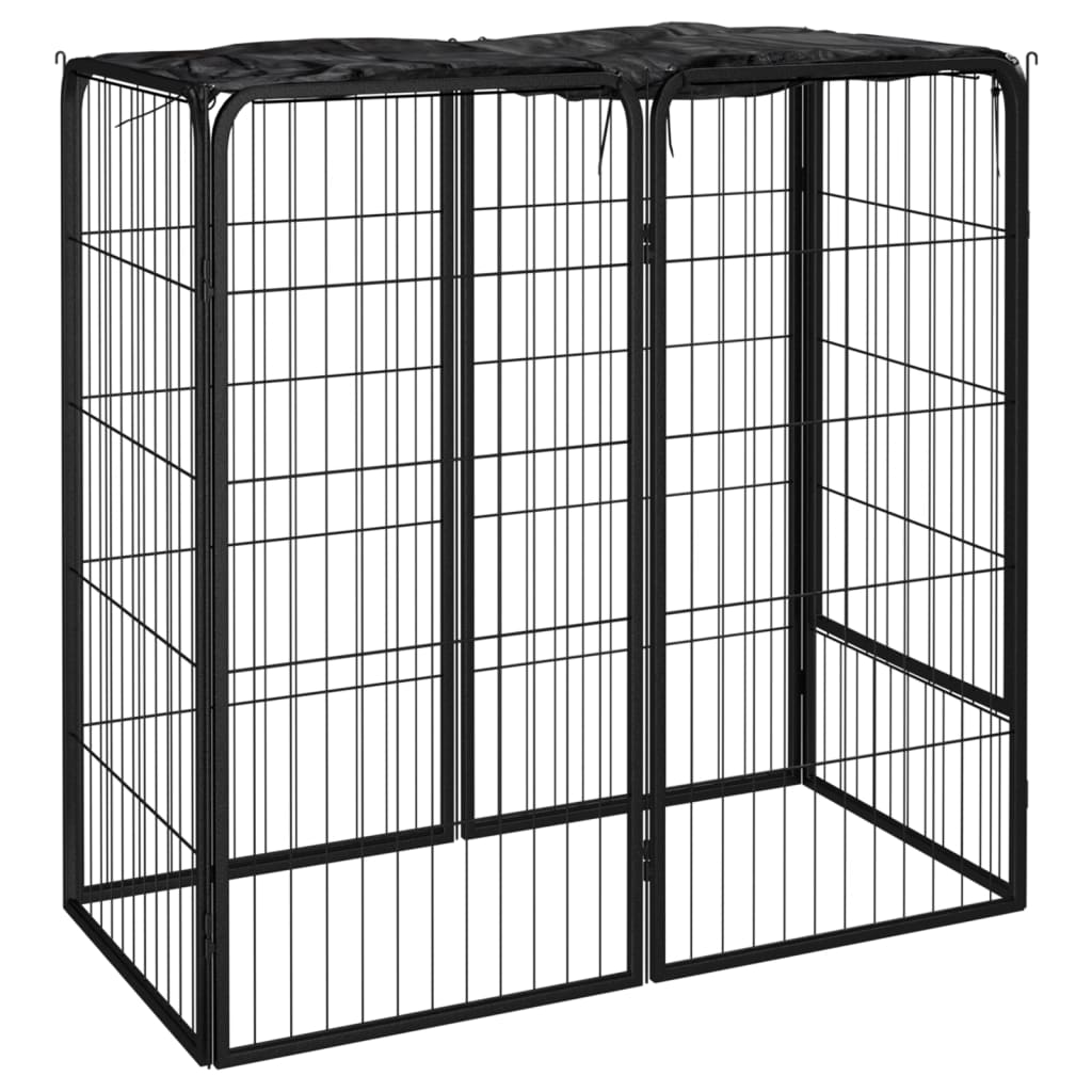 Jaula Perros 10 Paneles Acero Recubierto Polvo Negro 50X100Cm