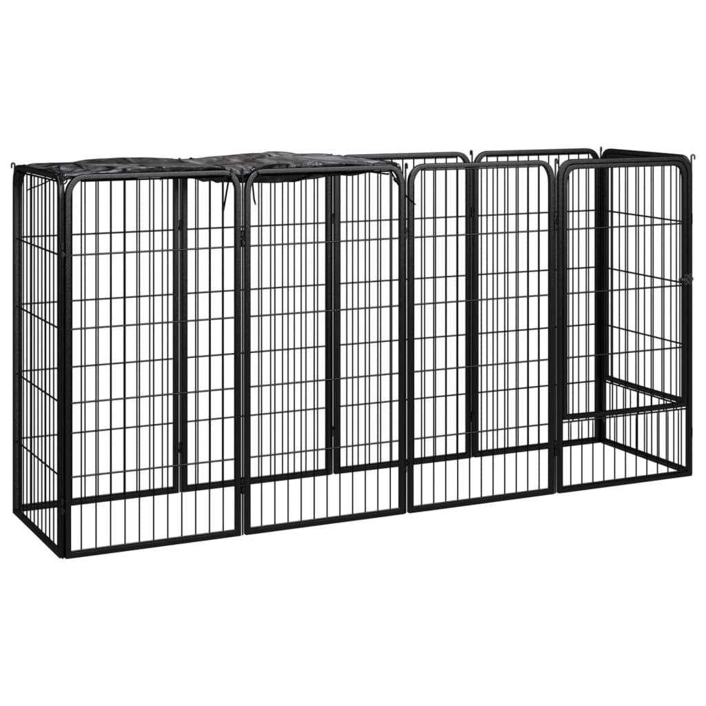 Jaula Perros 10 Paneles Acero Recubierto Polvo Negro 50X100Cm
