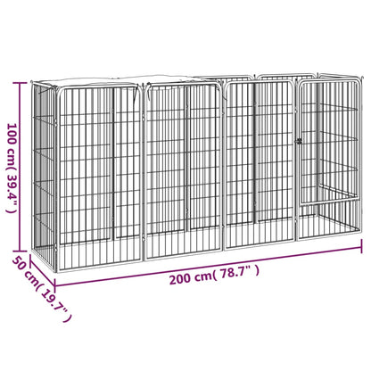 Jaula Perros 10 Paneles Acero Recubierto Polvo Negro 50X100Cm