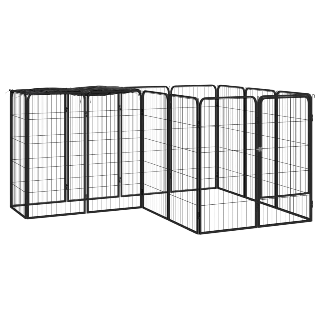 Jaula Perros 10 Paneles Acero Recubierto Polvo Negro 50X100Cm