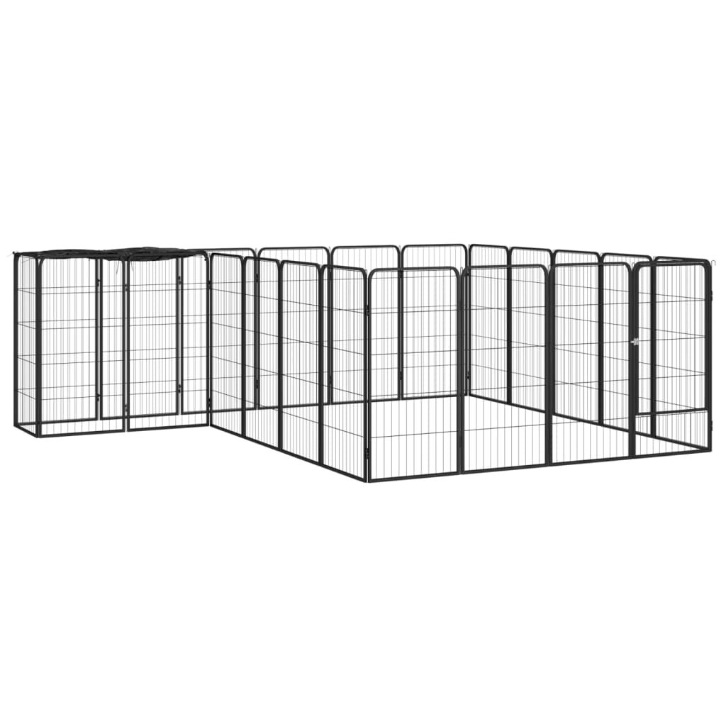 Jaula Perros 10 Paneles Acero Recubierto Polvo Negro 50X100Cm