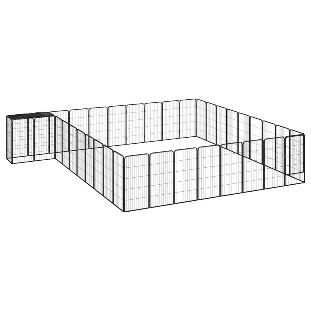 Jaula Perros 10 Paneles Acero Recubierto Polvo Negro 50X100Cm