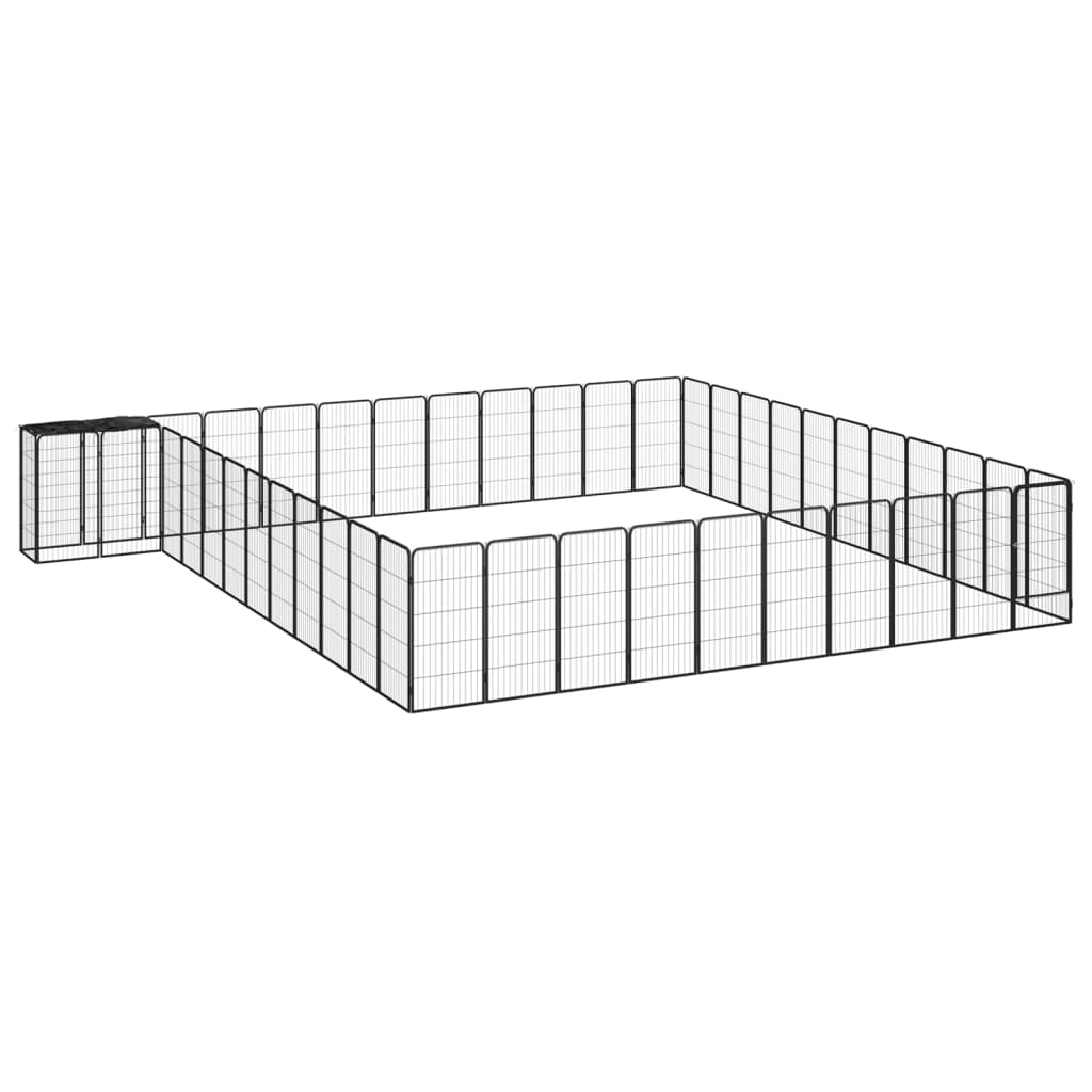 Jaula Perros 10 Paneles Acero Recubierto Polvo Negro 50X100Cm