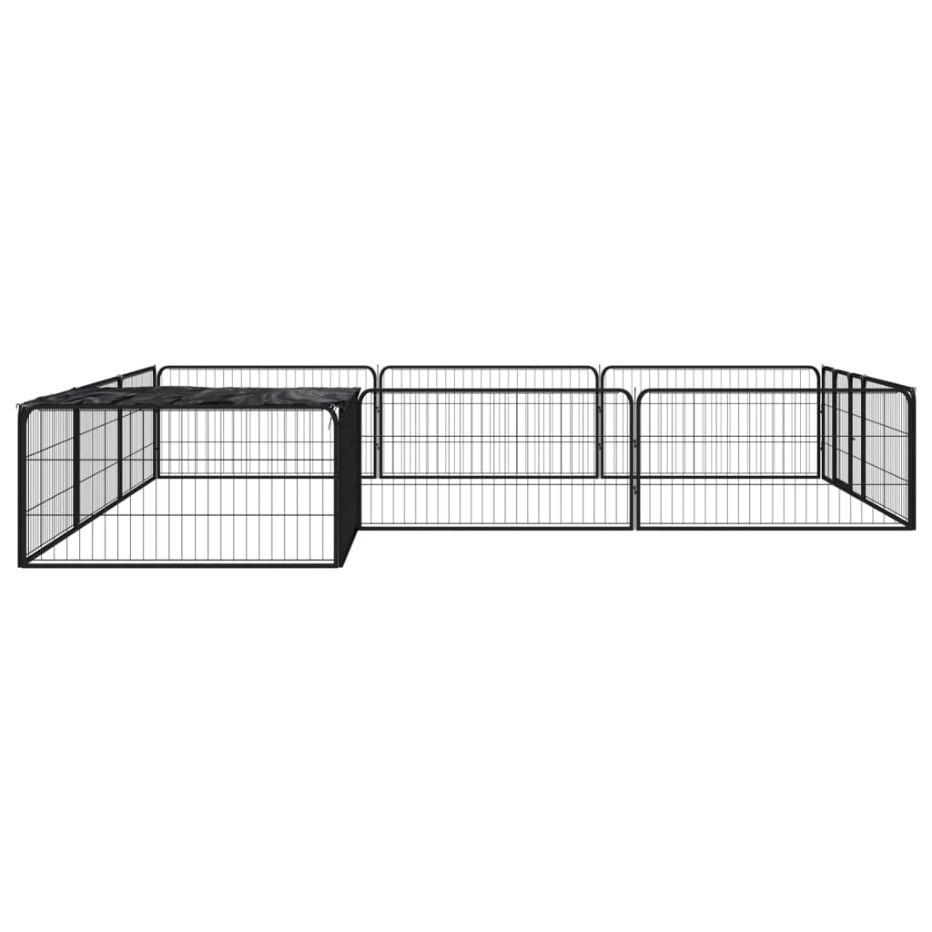 Jaula Perros 12 Paneles Acero Recubierto Polvo Negro 100X50 Cm