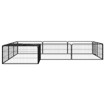 Jaula Perros 12 Paneles Acero Recubierto Polvo Negro 100X50 Cm