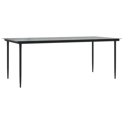 Mesa Comedor Jardín Acero Y Vidrio Templado Negro 200X100X74 Cm