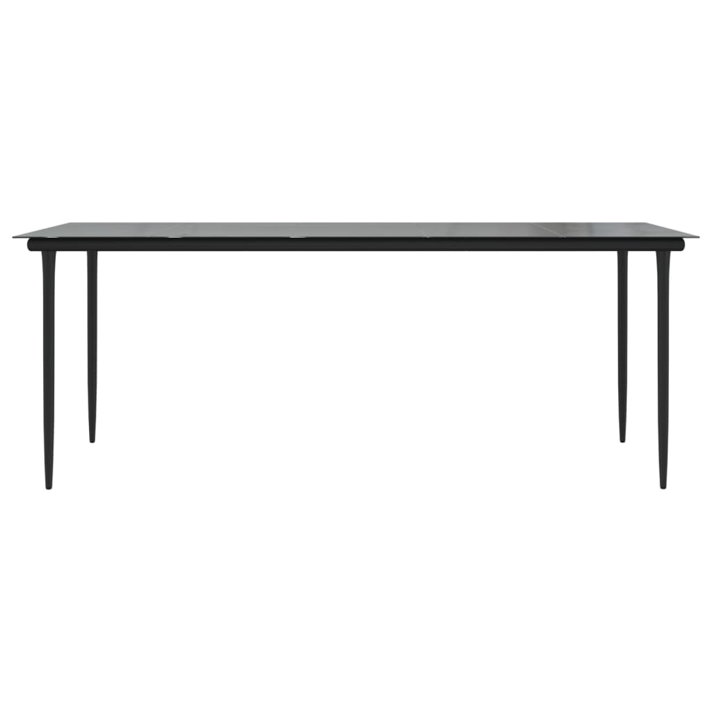 Mesa Comedor Jardín Acero Y Vidrio Templado Negro 200X100X74 Cm