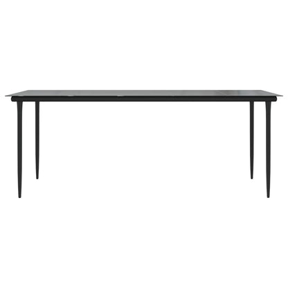 Mesa Comedor Jardín Acero Y Vidrio Templado Negro 200X100X74 Cm
