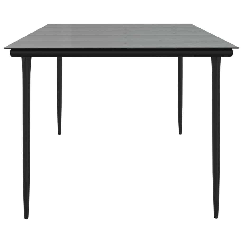 Mesa Comedor Jardín Acero Y Vidrio Templado Negro 200X100X74 Cm