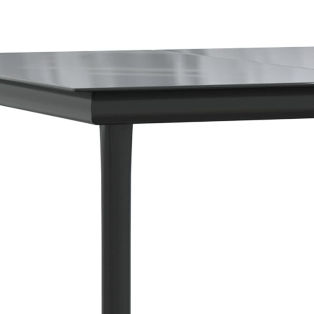 Mesa Comedor Jardín Acero Y Vidrio Templado Negro 200X100X74 Cm