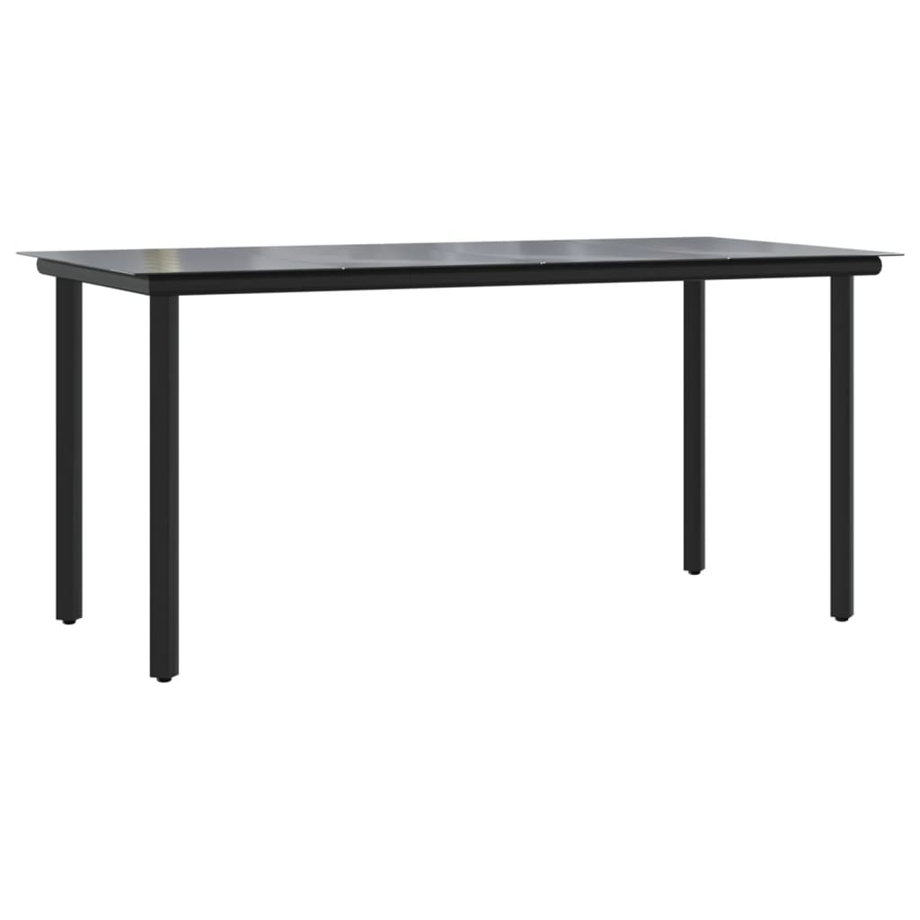 Mesa Comedor Jardín Acero Y Vidrio Templado Negro