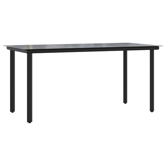 Mesa Comedor Jardín Acero Y Vidrio Templado Negro