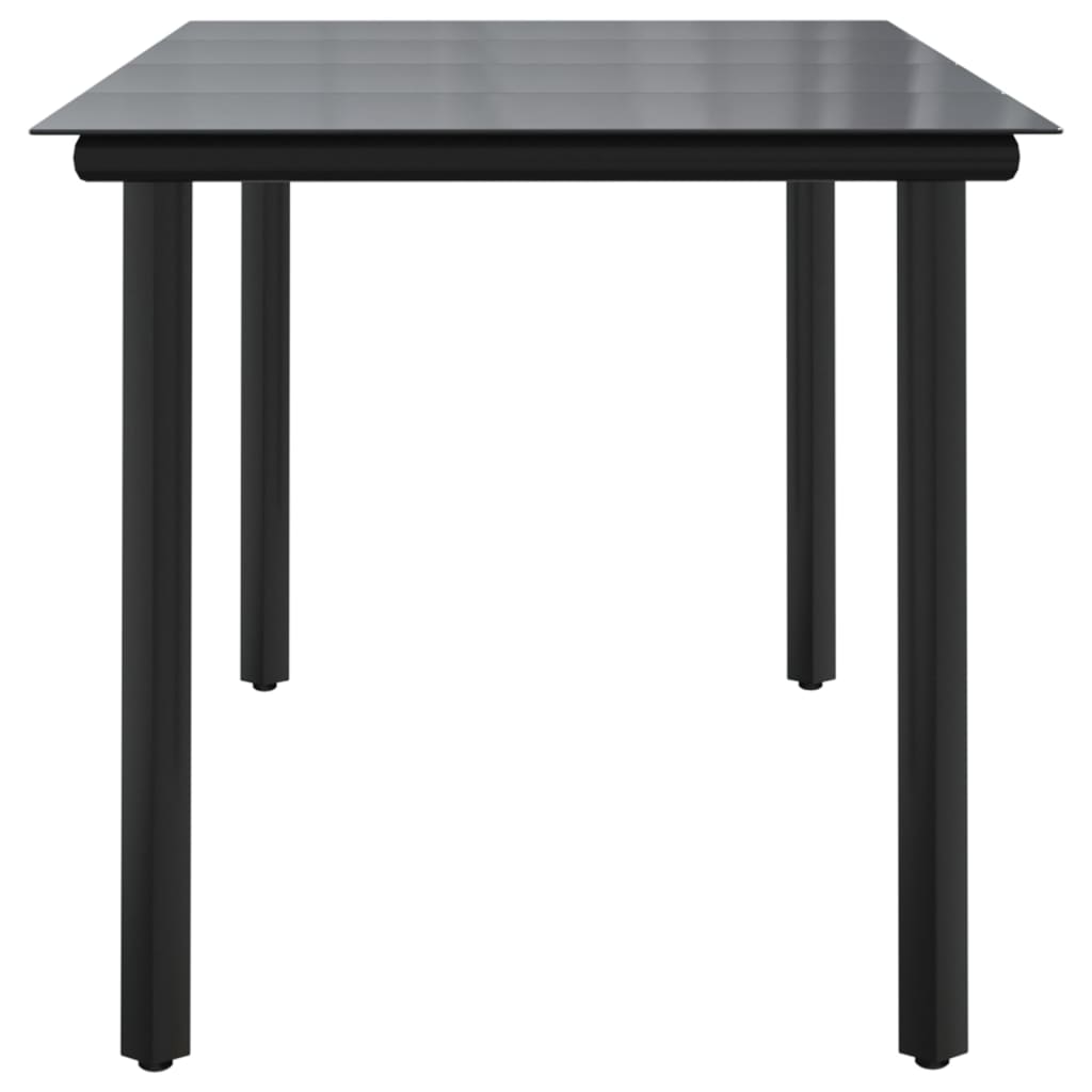 Mesa Comedor Jardín Acero Y Vidrio Templado Negro