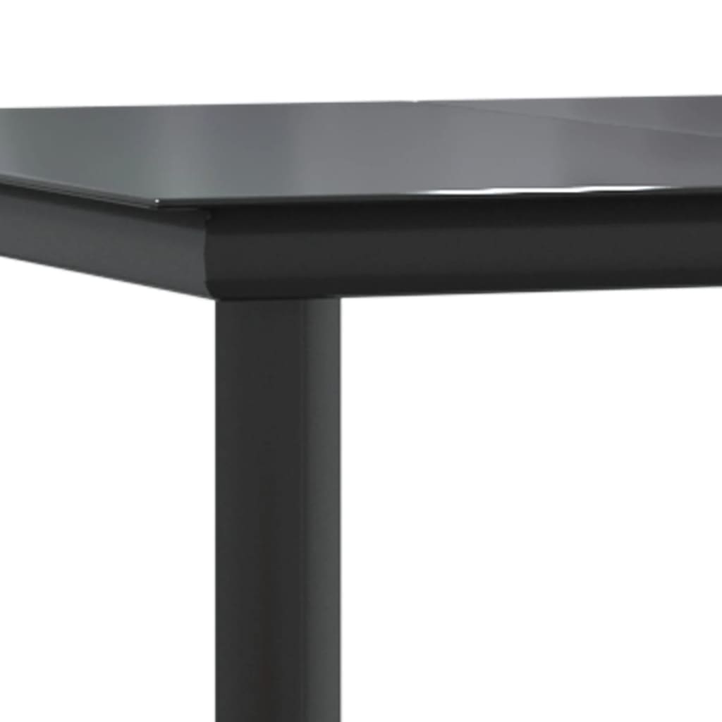Mesa Comedor Jardín Acero Y Vidrio Templado Negro