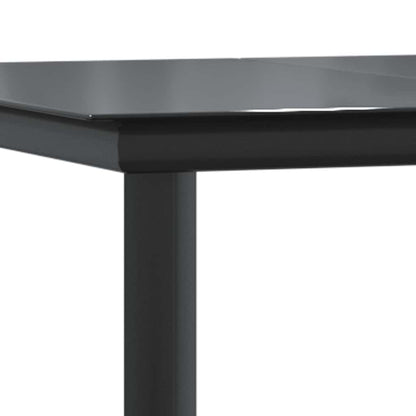 Mesa Comedor Jardín Acero Y Vidrio Templado Negro