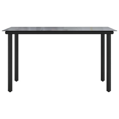Mesa Comedor Jardín Acero Y Vidrio Templado Negro 200X100X74 Cm