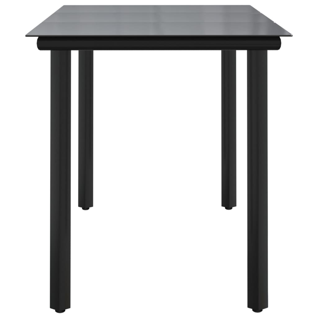 Mesa Comedor Jardín Acero Y Vidrio Templado Negro 200X100X74 Cm