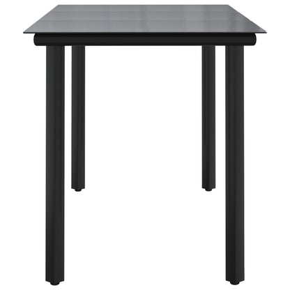 Mesa Comedor Jardín Acero Y Vidrio Templado Negro 200X100X74 Cm