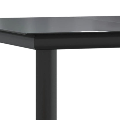 Mesa Comedor Jardín Acero Y Vidrio Templado Negro 200X100X74 Cm