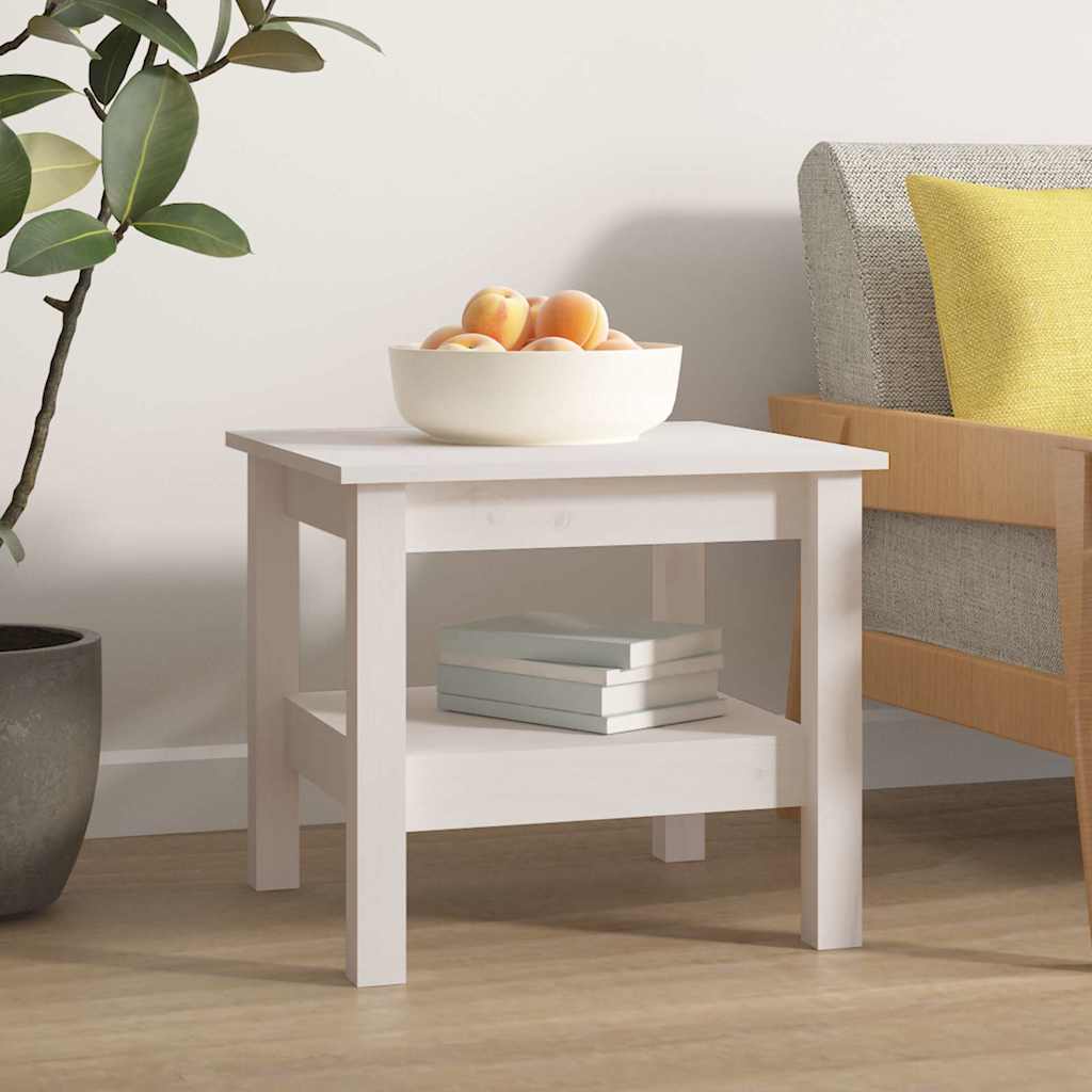 Mesa De Centro Blanca Madera Maciza De Pino