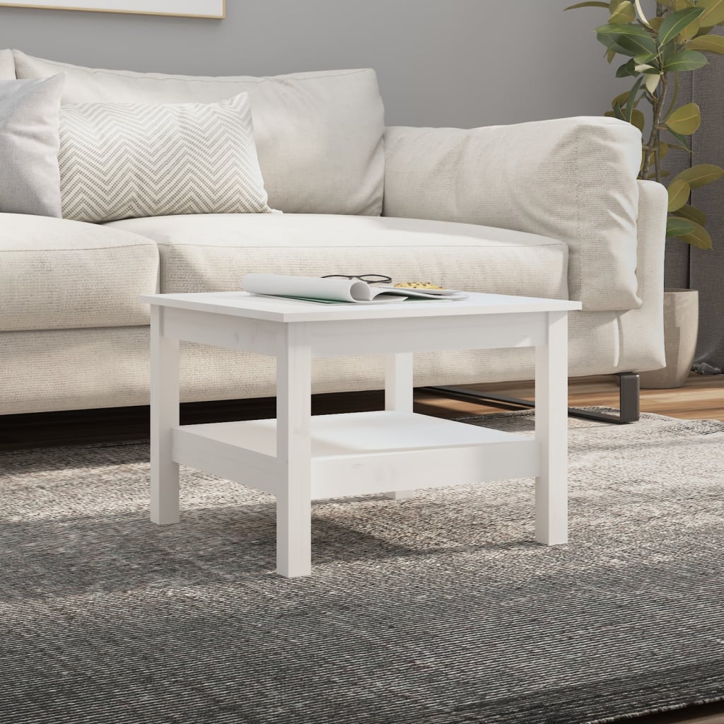 Mesa De Centro Blanca Madera Maciza De Pino