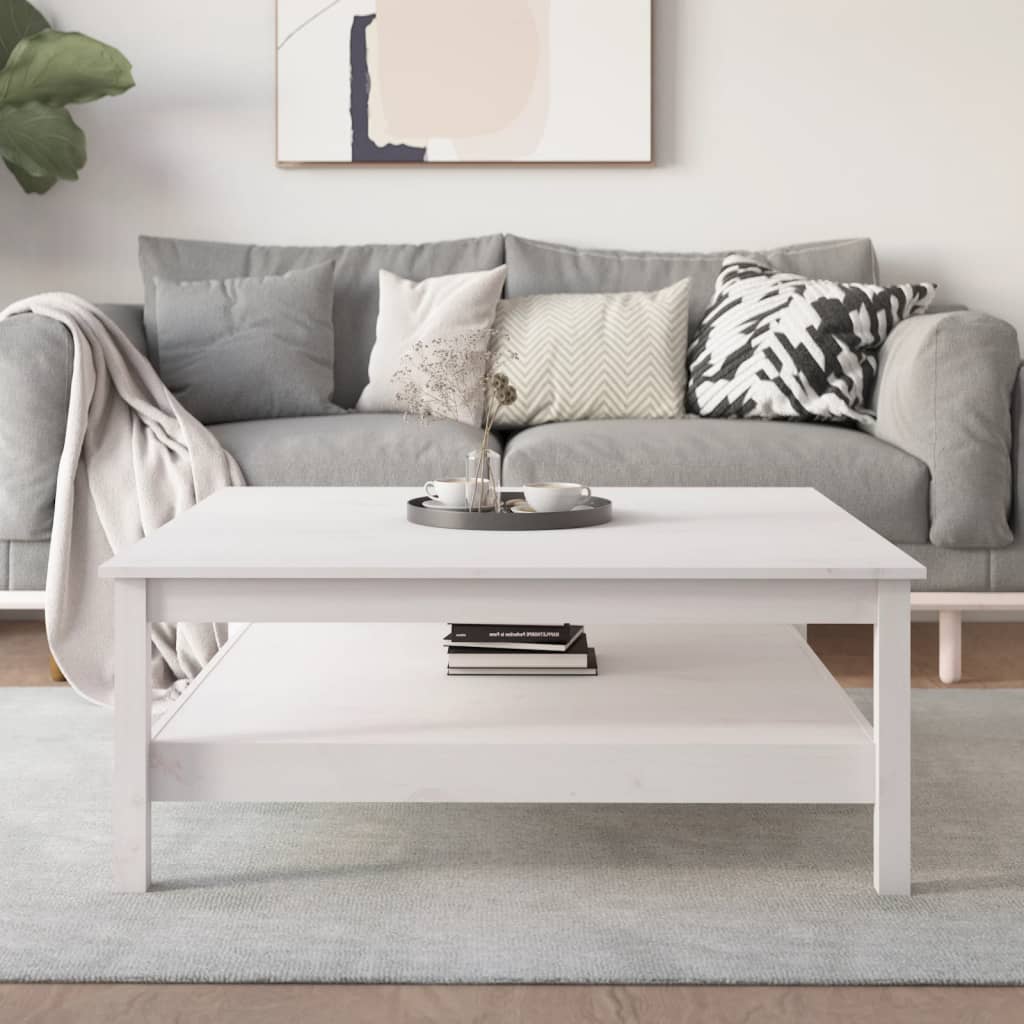 Mesa De Centro Blanca Madera Maciza De Pino