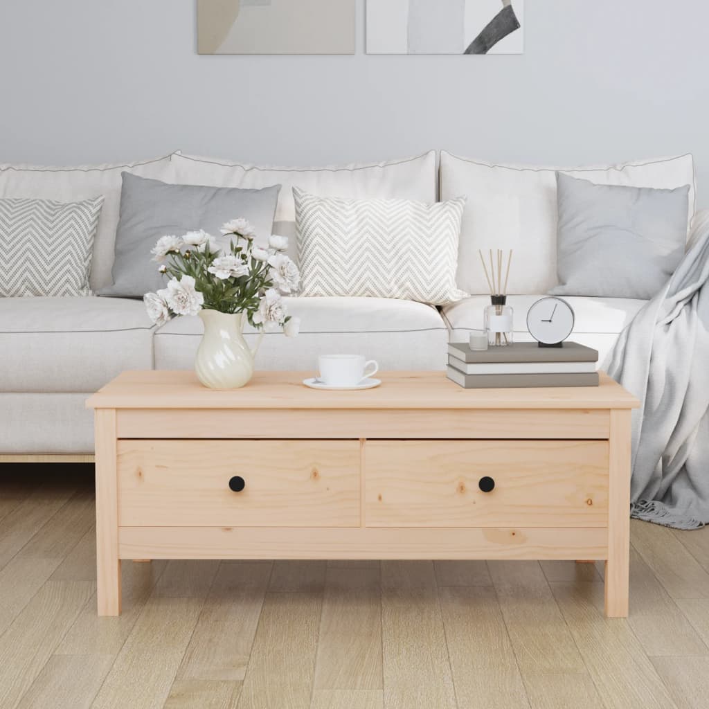 Mesa De Centro Madera Maciza De Pino 100X50X40 Cm