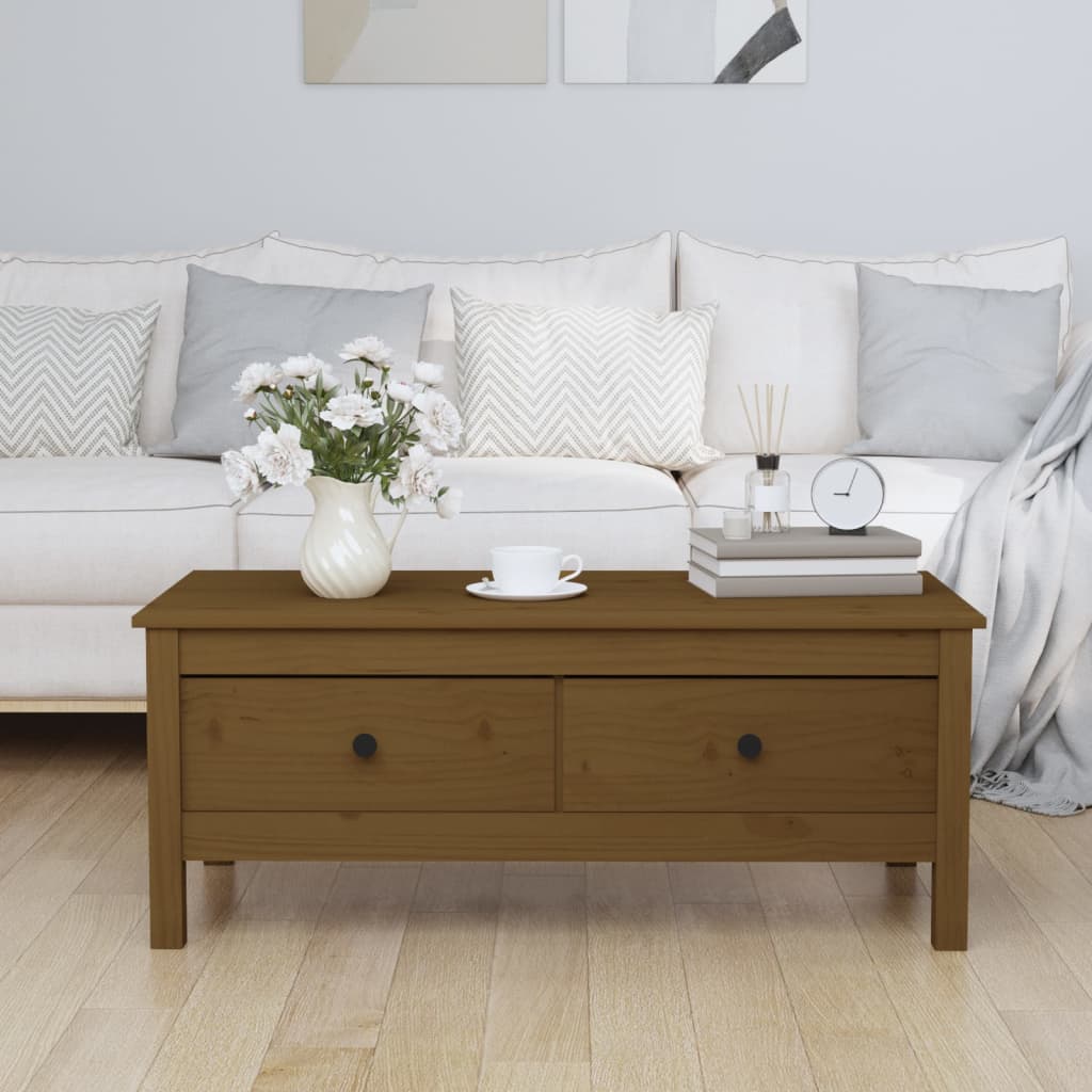 Mesa De Centro Madera Maciza De Pino 100X50X40 Cm