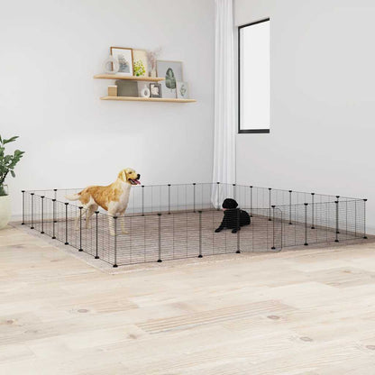 Jaula Para Mascotas De 20 Paneles Puerta Acero Negro 35X35 Cm