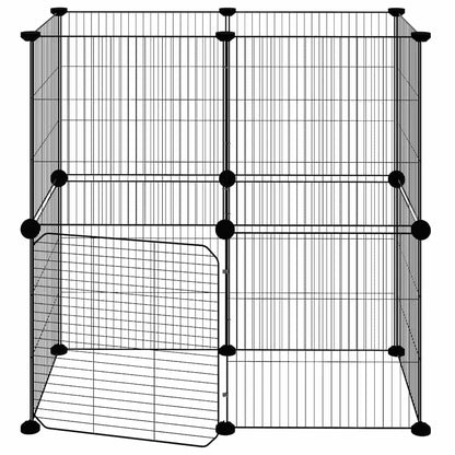 Jaula Para Mascotas De 12 Paneles Puerta Acero Negro 35X35Cm
