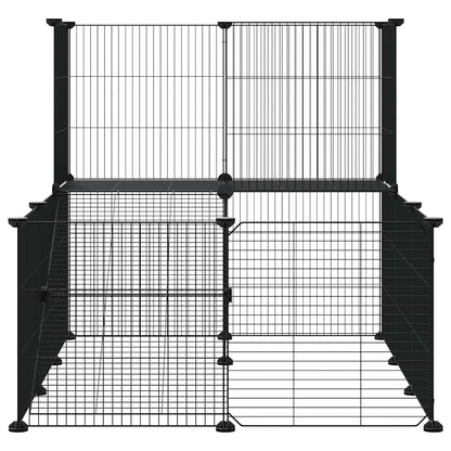 Jaula Para Mascotas De 20 Paneles Puerta Acero Negro 35X35 Cm
