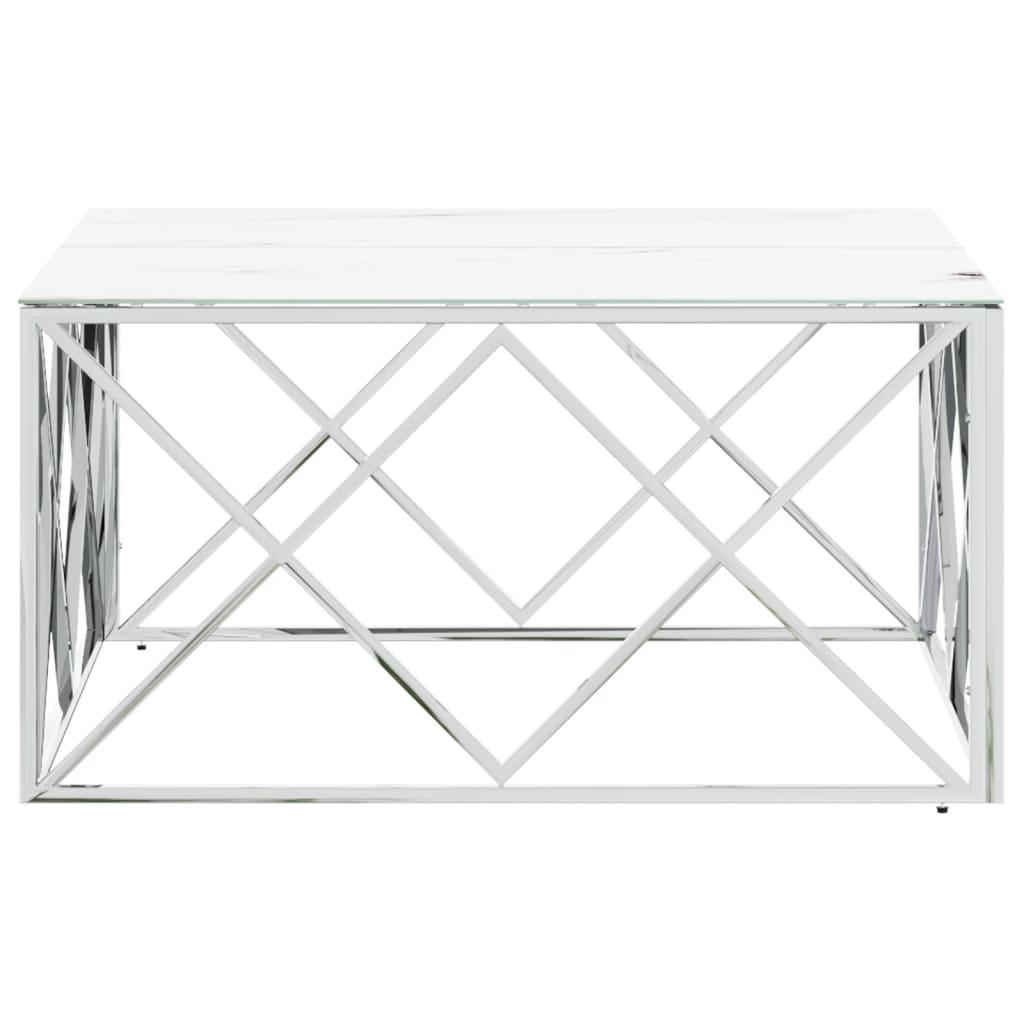 Mesa De Centro Acero Inoxidable Y Vidrio Plateado 80X80X40 Cm
