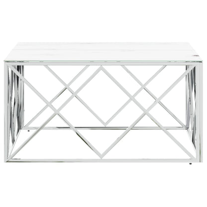 Mesa De Centro Acero Inoxidable Y Vidrio Plateado 80X80X40 Cm