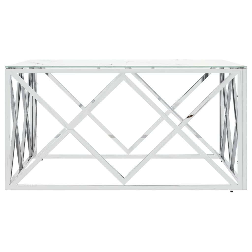 Mesa De Centro Acero Inoxidable Y Vidrio Plateado 80X80X40 Cm