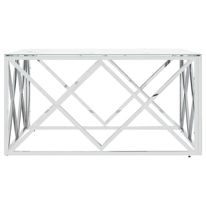 Mesa De Centro Acero Inoxidable Y Vidrio Plateado 80X80X40 Cm