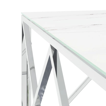 Mesa De Centro Acero Inoxidable Y Vidrio Plateado 80X80X40 Cm