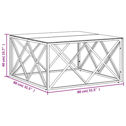 Mesa De Centro Acero Inoxidable Y Vidrio Plateado 80X80X40 Cm
