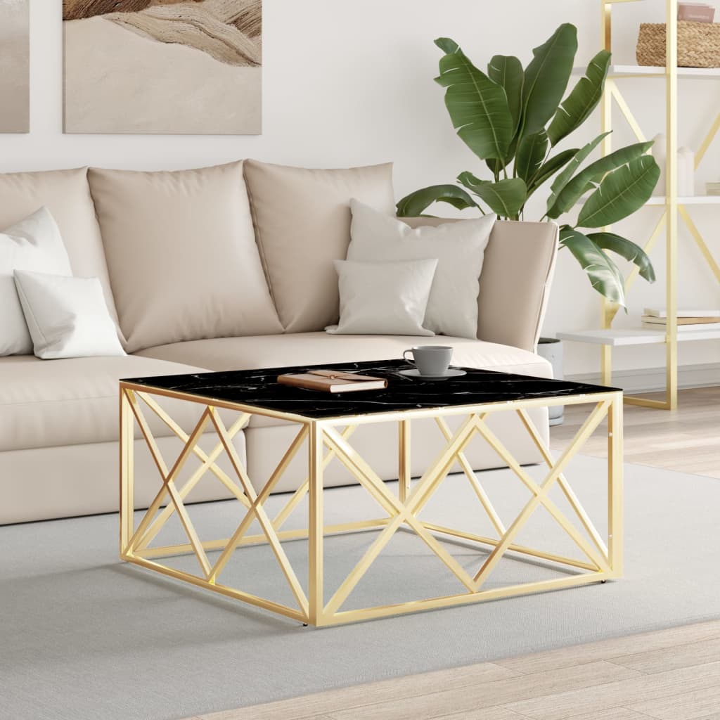 Mesa De Centro Acero Inoxidable Y Vidrio Plateado 80X80X40 Cm