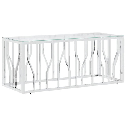 Mesa De Centro Acero Inoxidable Y Vidrio 110X45X45 Cm