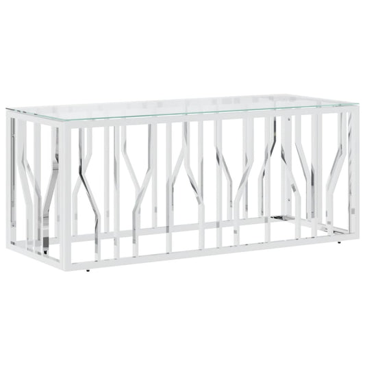 Mesa De Centro Acero Inoxidable Y Vidrio 110X45X45 Cm