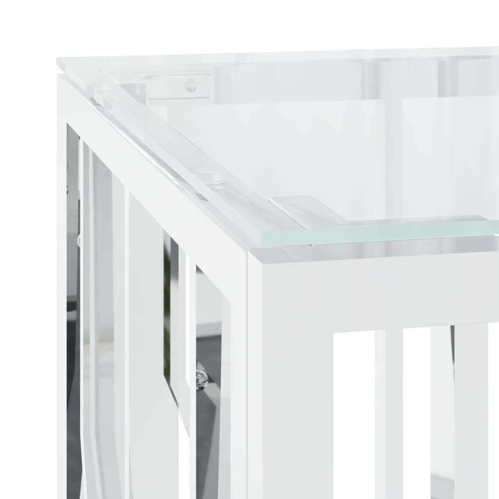 Mesa De Centro Acero Inoxidable Y Vidrio 110X45X45 Cm