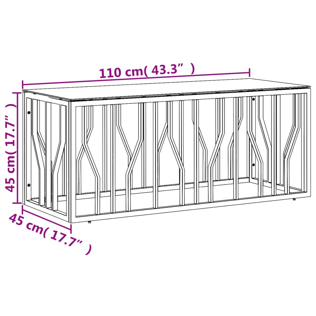 Mesa De Centro Acero Inoxidable Y Vidrio 110X45X45 Cm